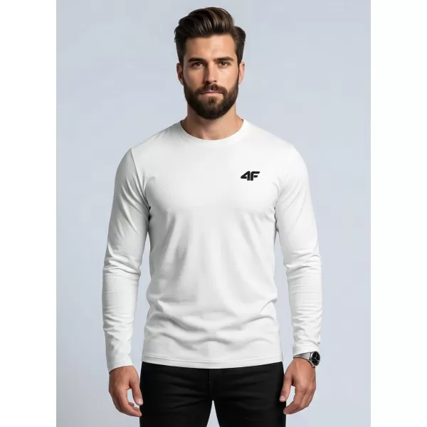  Pánské triko s dlouhým rukávem 4F 4FWMM00TLONM611 WHITE 