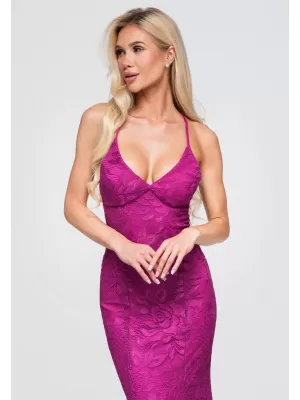 Dámské šaty LARICA LA-OM-DLR376 FUCHSIA