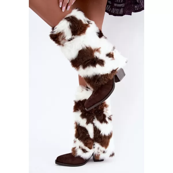  Dámské kozačky BOTO 2508A BROWN COW PRINT 