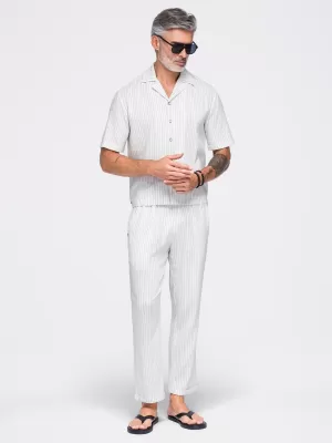 Pánské kalhoty OMBRE OM-PACP-0311 OFF-WHITE