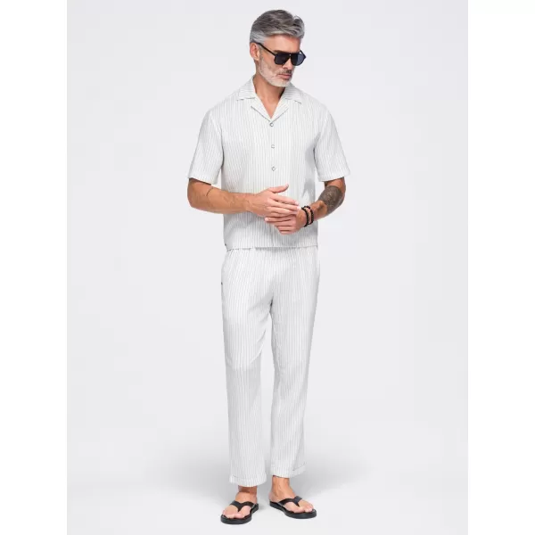  Pánské kalhoty OMBRE OM-PACP-0311 OFF-WHITE 
