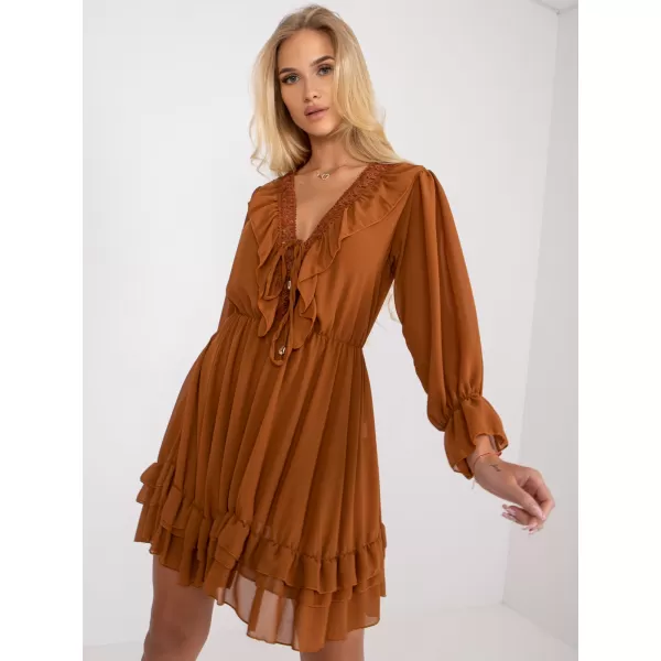  Dámské šaty OCH BELLA TW-SK-BI-0761.92 LIGHT BROWN 