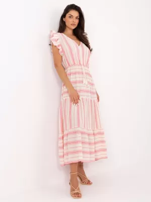 Dámské šaty OCH BELLA TW-SK-BI-28760.97 WHITE-PINK
