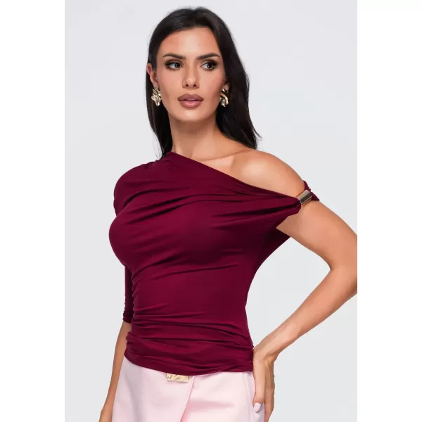  Dámské triko OMBRE OW-TS-E0075 BURGUNDY 