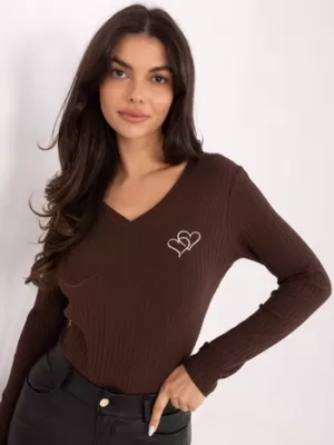 Dámská halenka RUE PARIS RV-BZ-A1055.29P DARK BROWN