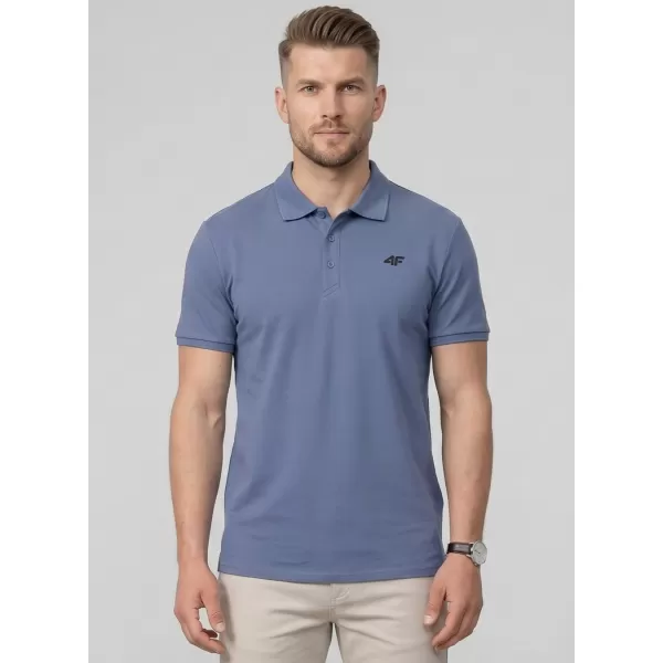  Pánské triko s límečkem 4F 4FWMM00TPTSM0770 DENIM 