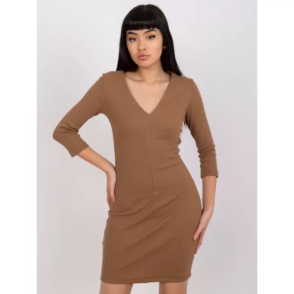  Dámské šaty RUE PARIS RV-SK-7454.11P LIGHT BROWN 