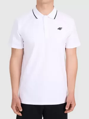 Pánské triko s límečkem 4F 4FWMM00TPTSM0773 WHITE