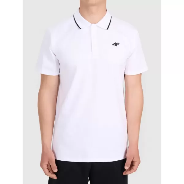  Pánské triko s límečkem 4F 4FWMM00TPTSM0773 WHITE 