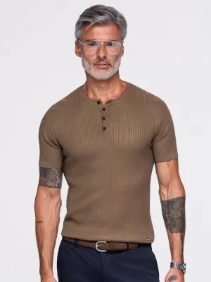 Pánské tričko OMBRE OM-TSCT-0304 LIGHT BROWN