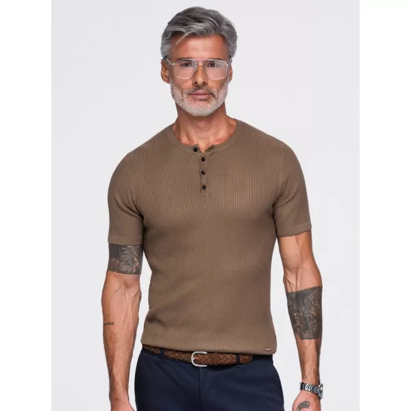  Pánské tričko OMBRE OM-TSCT-0304 LIGHT BROWN 