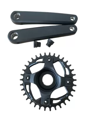 Kliky Crankset Delta 170Q:8 (L+R) Isis Black mate w/36T CF3D w/GXU Spider CL53 w/M15