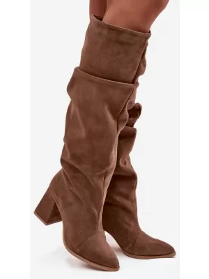 Dámské kozačky ZAZOO 4228 LIGHT BROWN