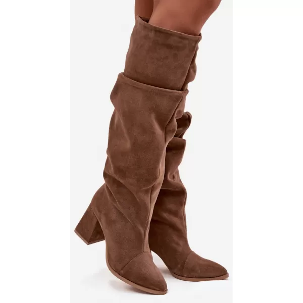  Dámské kozačky ZAZOO 4228 LIGHT BROWN 