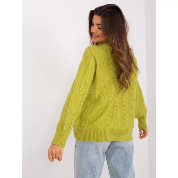  Dámský copánkový svetr WOOL FASHION ITALIA AT-SW-2355-2.30X OLIVE 