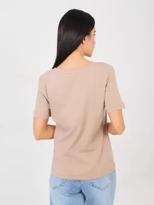 Dámské tričko RUE PARIS RV-TS-A1095.33 DARK BEIGE