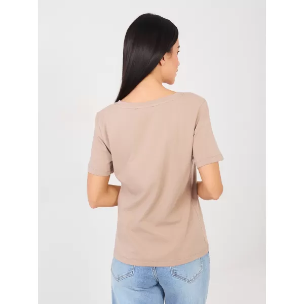  Dámské tričko RUE PARIS RV-TS-A1095.33 DARK BEIGE 
