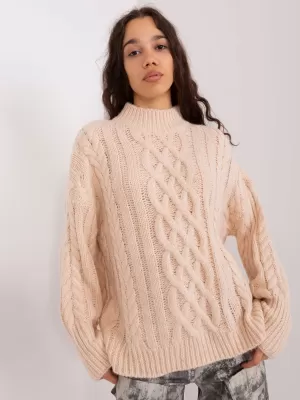 Dámský svetr WOOL FASHION ITALIA AT-SW-2363-2.30 LIGHT BEIGE