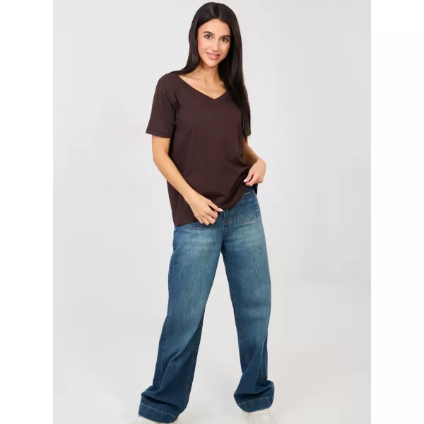  Dámské tričko RUE PARIS RV-TS-A1094.45 DARK BROWN 