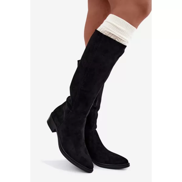  Dámské kozačky BOTO 6502-1 BLACK SUEDE 