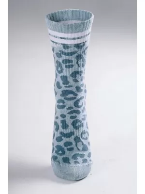Crew ponožky s leopardím vzorem NEBBIA PRIMAL 106 BLUE LEOPARD