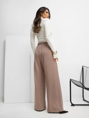 Dámské kalhoty RUE PARIS RV-DR-A1061.80 DARK BEIGE