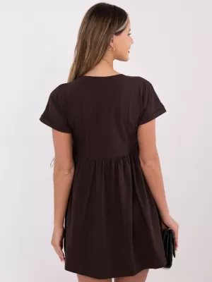 Dámské šaty RUE PARIS RV-SK-5672.03P DARK BROWN