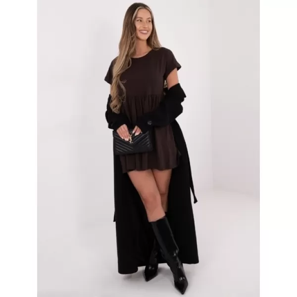  Dámské šaty RUE PARIS RV-SK-5672.03P DARK BROWN 