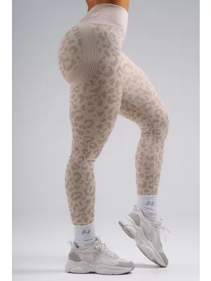 Kompresní push-up legíny s leopardím vzorem NEBBIA PRIMAL 849 CREAM LEOPARD
