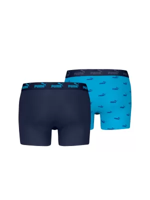 Pánské boxerky PUMA ELEMENTS MEN LOGO PRINT BOXERS 2P 93875401 BLUE COMBO