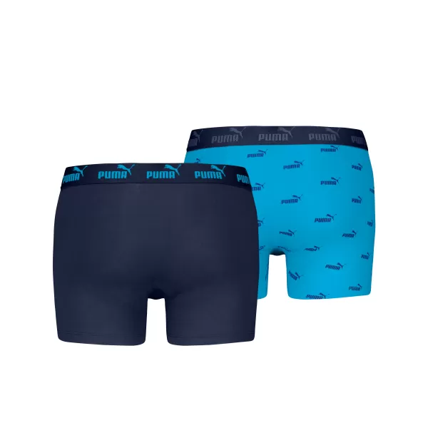  Pánské boxerky PUMA ELEMENTS MEN LOGO PRINT BOXERS 2P 93875401 BLUE COMBO 