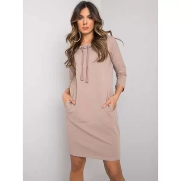  Dámské šaty RUE PARIS RV-SK-7325.26 DARK BEIGE 