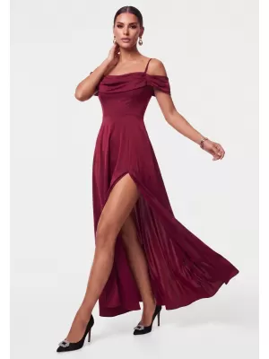 Dámské šaty LARICA LA-OM-DLR452 DARK RED