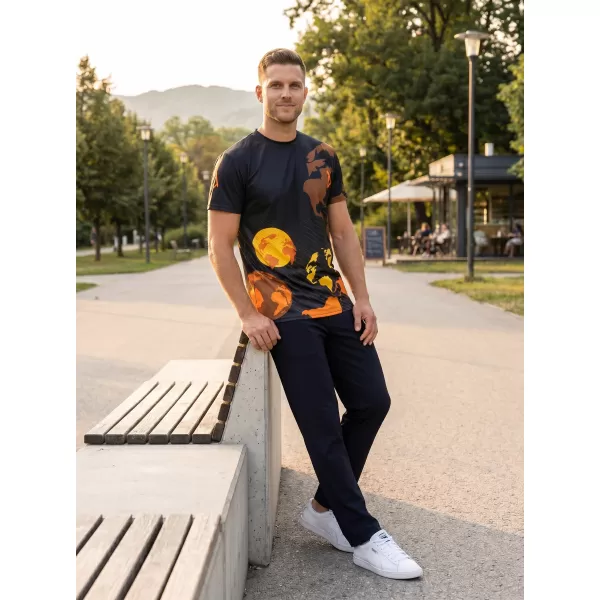  Pánské volnočasové triko premium ALTISPORT VOJ/ALM130TR06 ČERNÁ-ORANŽOVÁ 