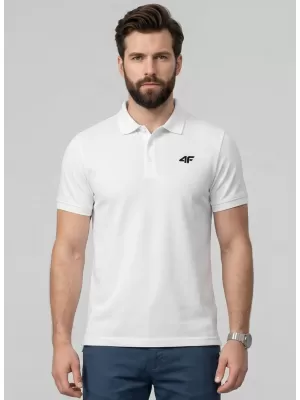Pánské triko s límečkem 4F 4FWMM00TPTSM0771 WHITE