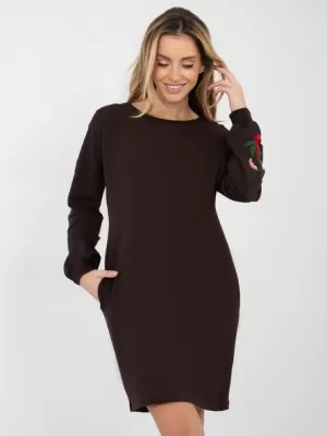 Dámské šaty RUE PARIS RV-SK-8088.59 DARK BROWN