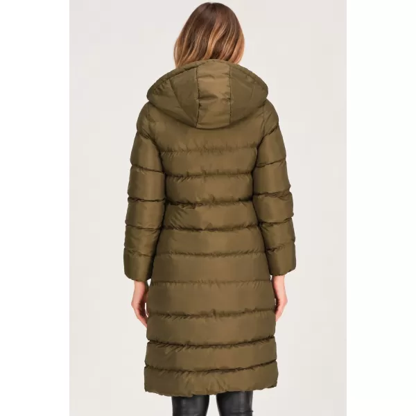  Dámský dlouhý prošívaný kabát s kapucí DEWBERRY Z9719 KHAKI 