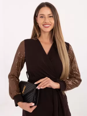 Dámské šaty ITALY MODA MI-SK-67634.99 DARK BROWN