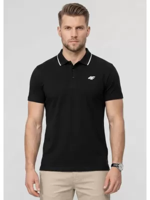 Pánské triko s límečkem 4F 4FWMM00TPTSM0773 DEEP BLACK