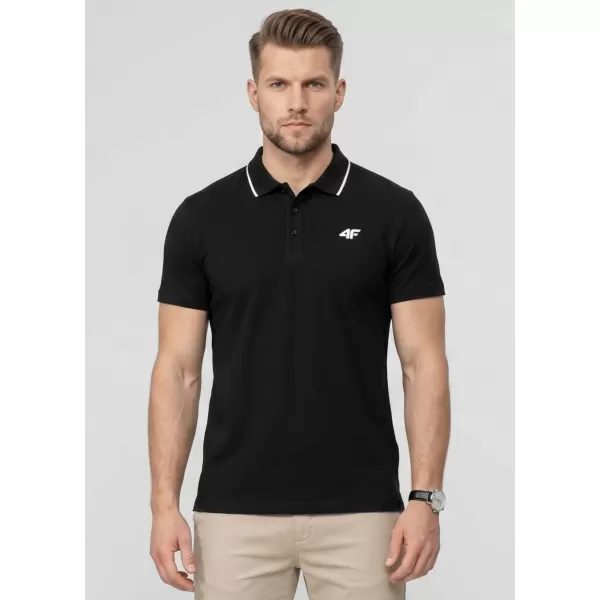  Pánské triko s límečkem 4F 4FWMM00TPTSM0773 DEEP BLACK 