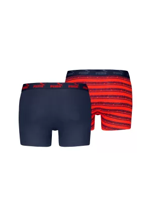 Pánské boxerky PUMA ELEMENTS MEN STRIPED BOXERS 2P 93884205 RED/NAVY