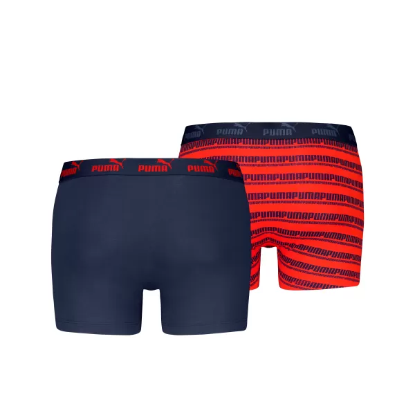  Pánské boxerky PUMA ELEMENTS MEN STRIPED BOXERS 2P 93884205 RED/NAVY 