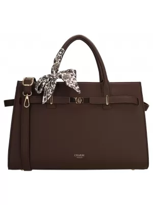 Shopper taška Charm London The Hamptons W01592 Dark brown DARK BROWN