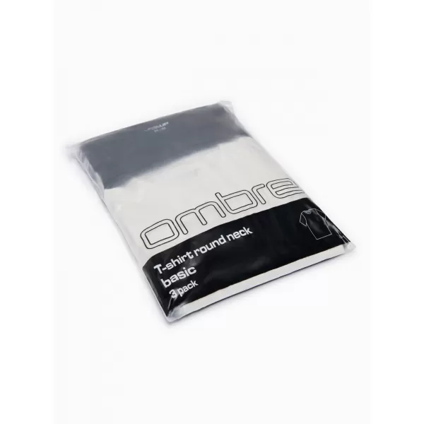  Pánské triko OMBRE OM-TSBC-0291 OFF WHITE/OFF WHITE/BLACK 