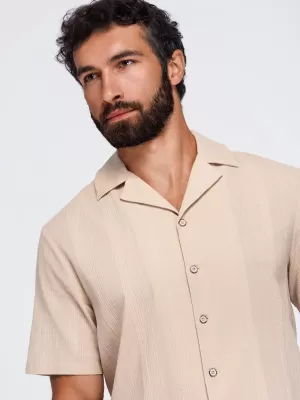 Pánská košile OMBRE OM-SHSS-0221 LIGHT BROWN