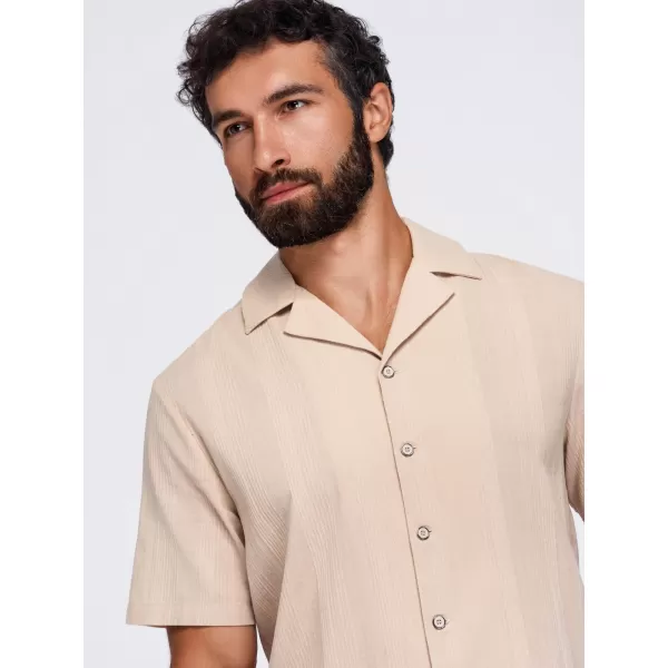  Pánská košile OMBRE OM-SHSS-0221 LIGHT BROWN 