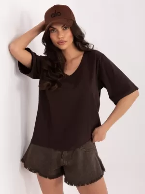 Dámské tričko RUE PARIS RV-BZ-A1268.18 DARK BROWN