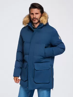 Pánská parka OMBRE OM-JALJ-0310 NAVY BLUE