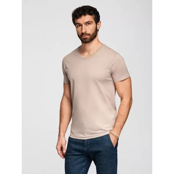  Pánské triko OMBRE OM-TSBS-0281 WHITE/SAND/NAVY 