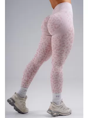 Kompresní push-up legíny s leopardím vzorem NEBBIA PRIMAL 849 PINK LEOPARD